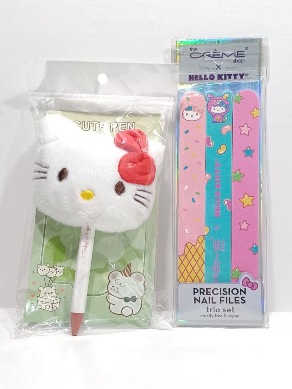 Hello Kitty Cute Pen Plush & The Creme Shop x Hello Kitty 3-Pc Nail File Set NEW
